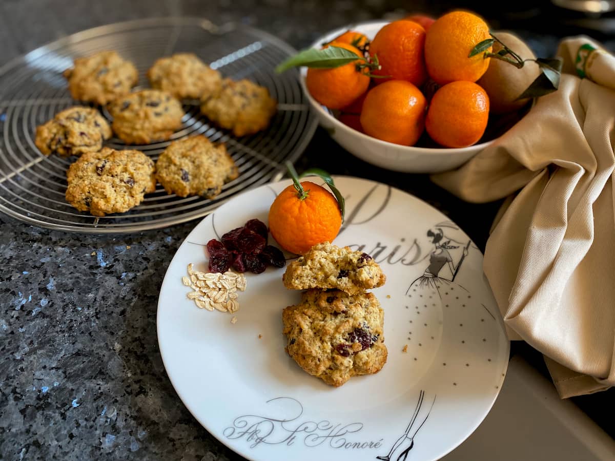breakfast oat cookies with cranberries and oranges